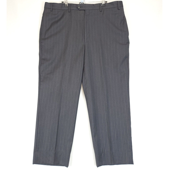 Jos A Bank Gordon 2PC Pant Suit Mens 44R Gray Striped Wool Signature Collection - Picture 2 of 16
